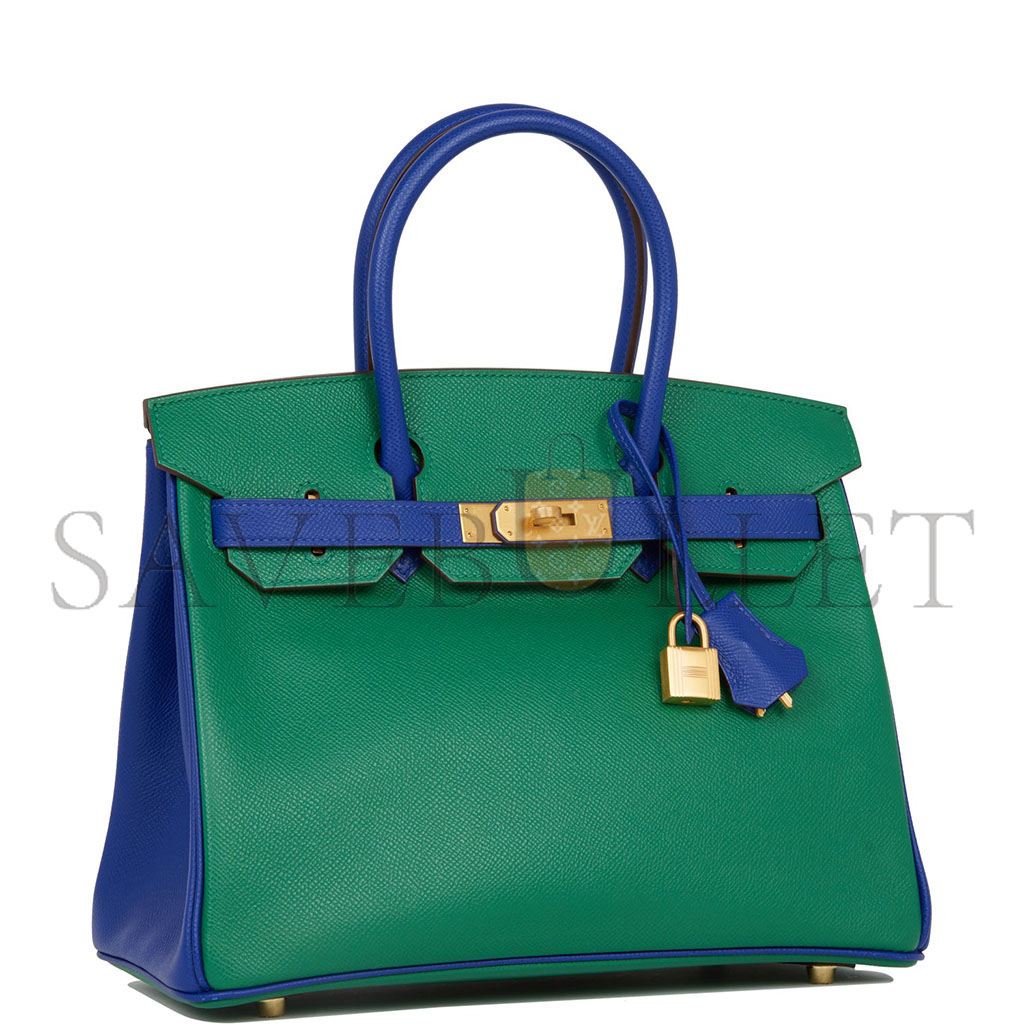 HERMÈS BIRKIN 35 EPSOM MALACHITE GREEN AND AQUA BLUE BAG H028368CK6Z (25*20*13cm)